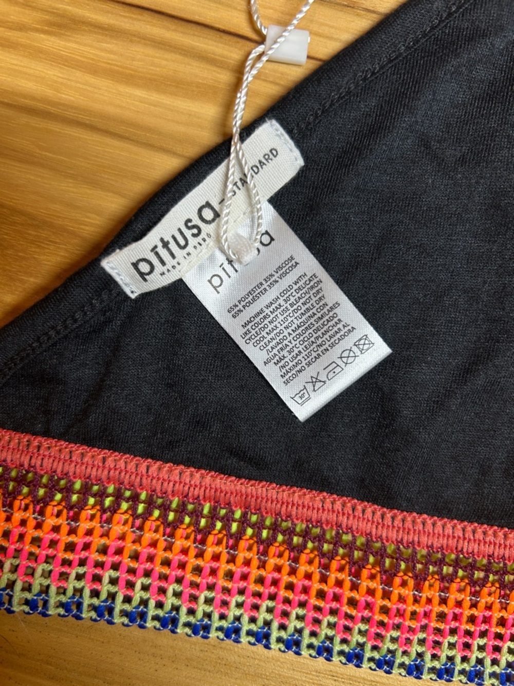 NWT Pitusa Black Halter Crop Top with Rainbow Trim | Size OS - Picture 6 of 7